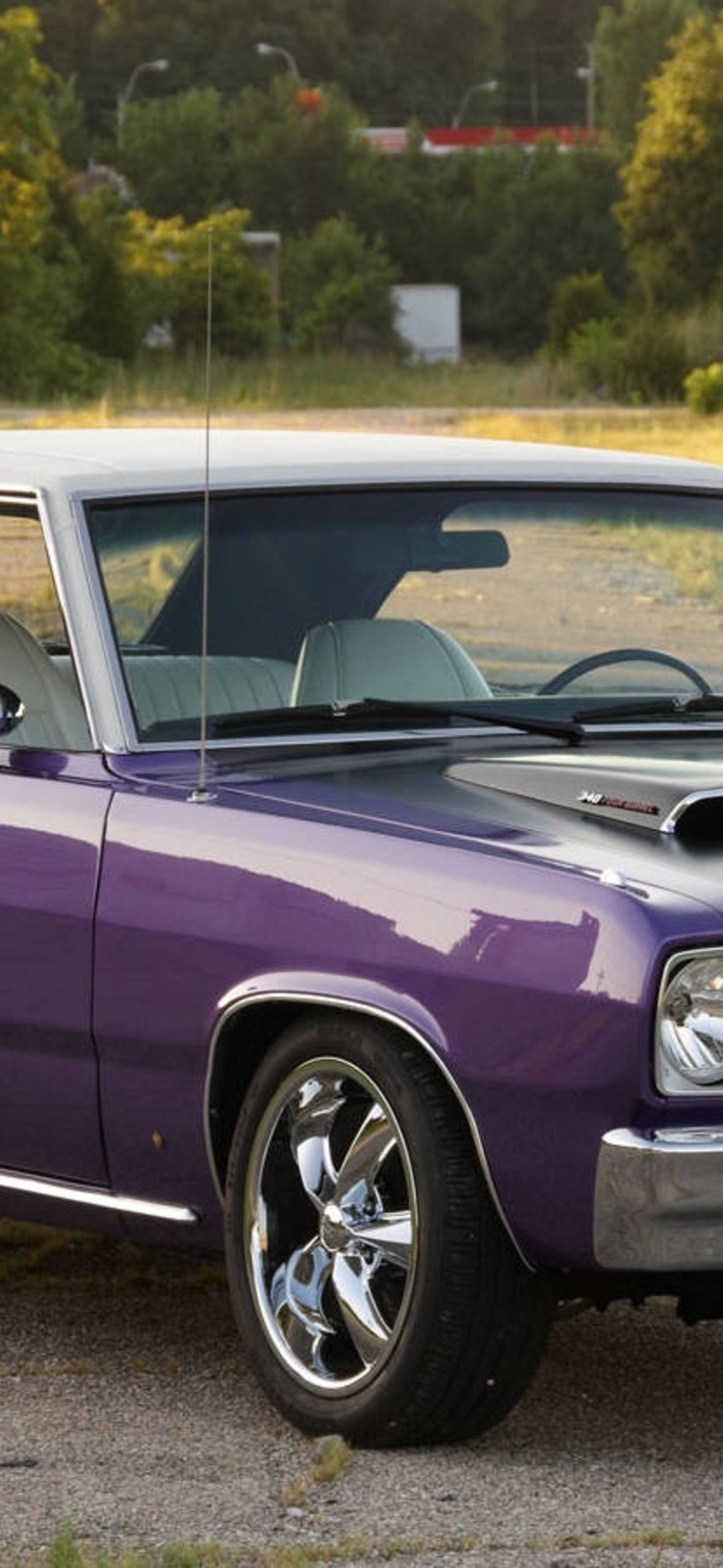 1970 Plymouth Scamp 340 Purple Model Ultra HD iPhone 16 Wallpaper