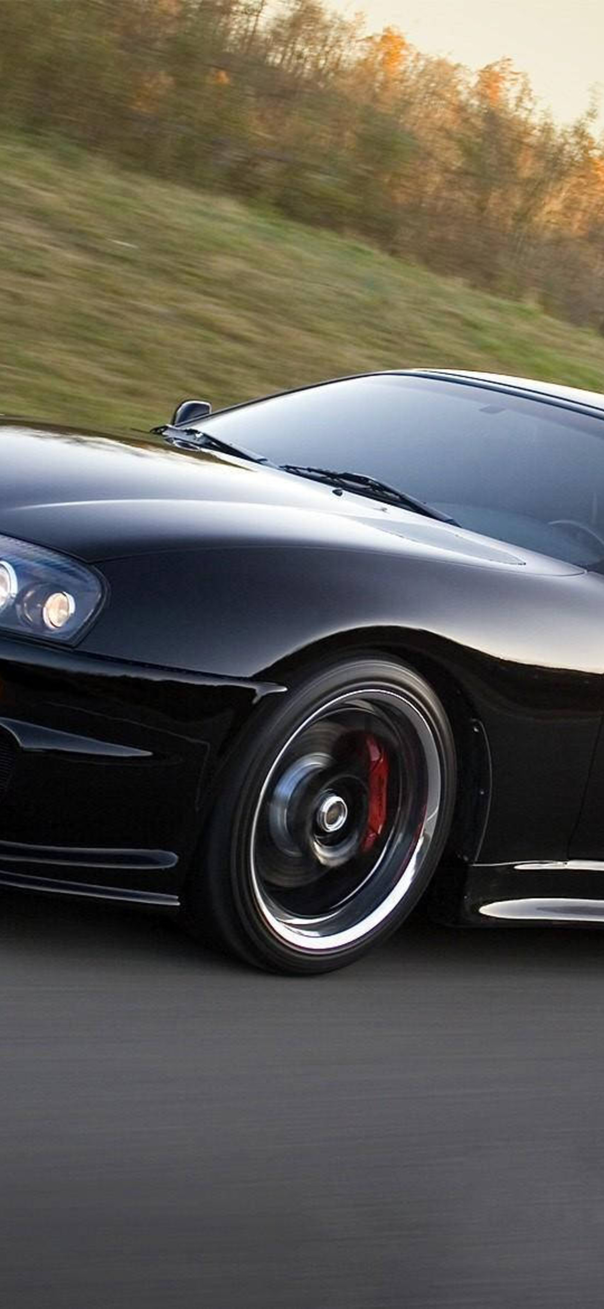 Black 1998 Toyota Supra Mk4 On The Road Fdde Ultra HD iPhone 16 Wallpaper