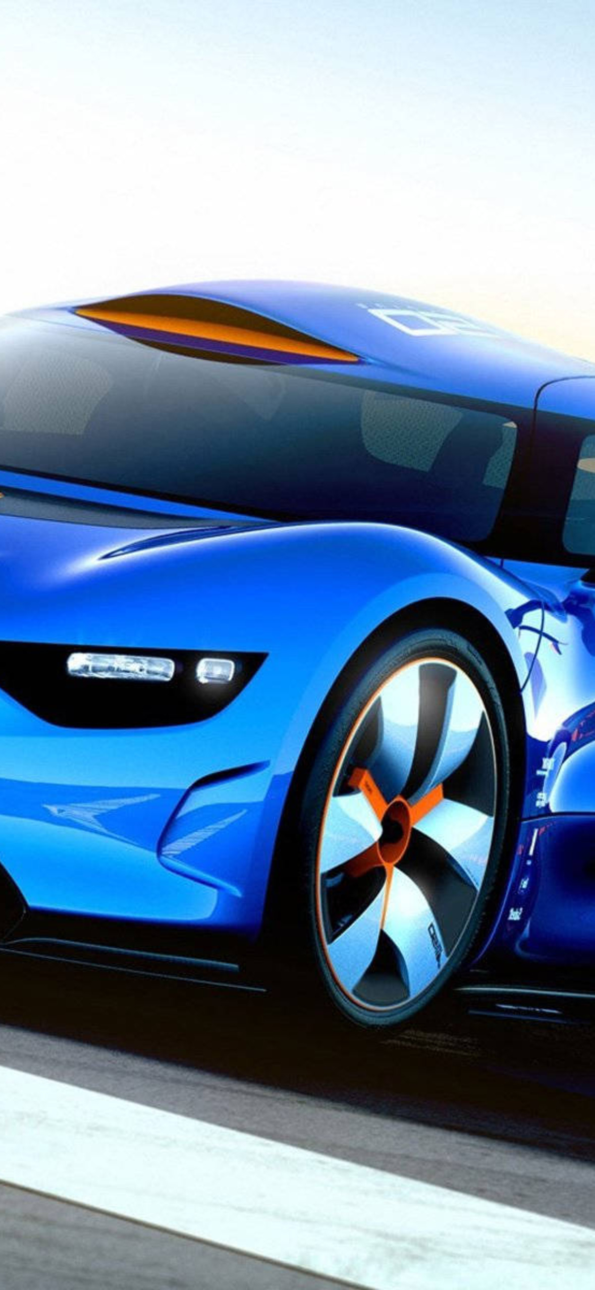 Blue Sports Car Alpine Ultra HD iPhone 16 Wallpaper