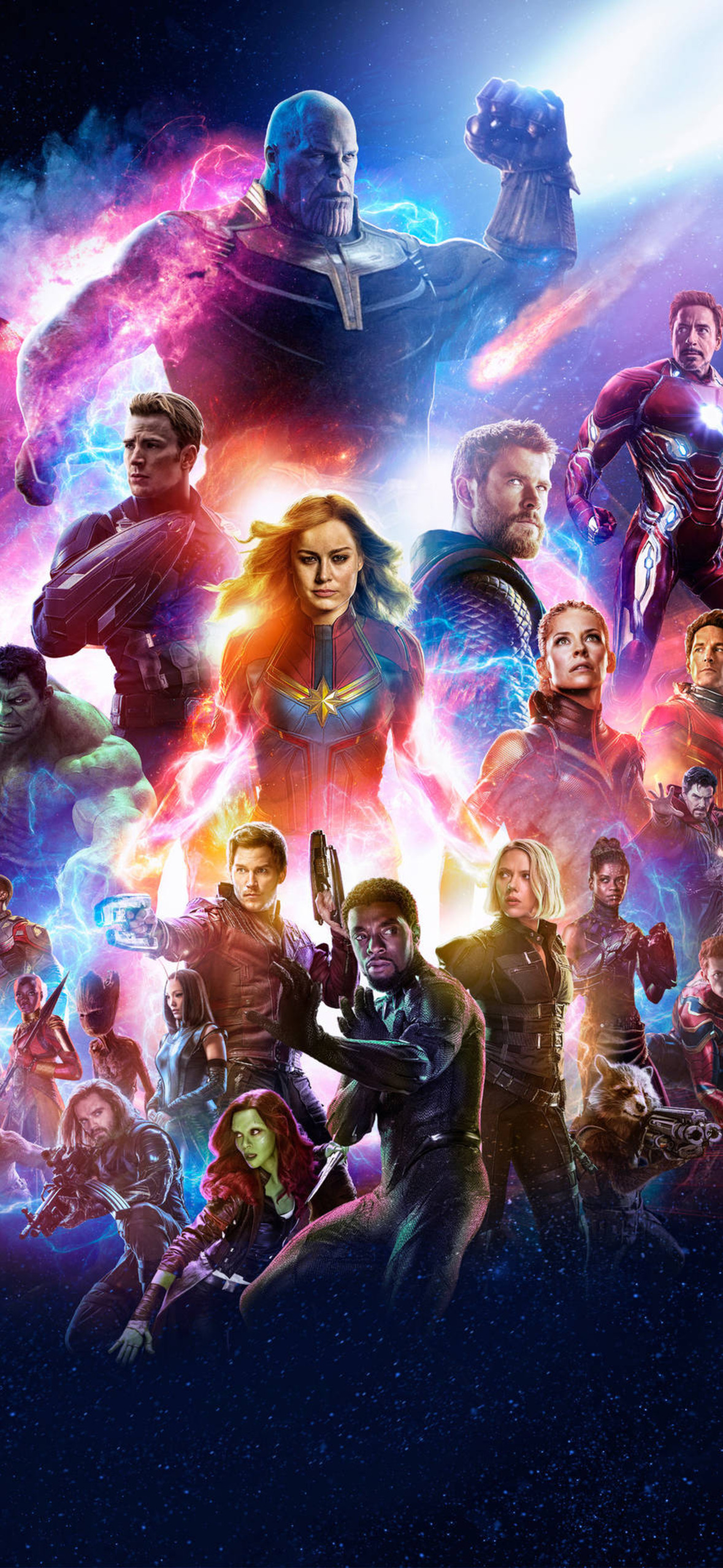 Colorful Neon Backdrop With Avengers Iphone Ultra HD iPhone 16 Wallpaper