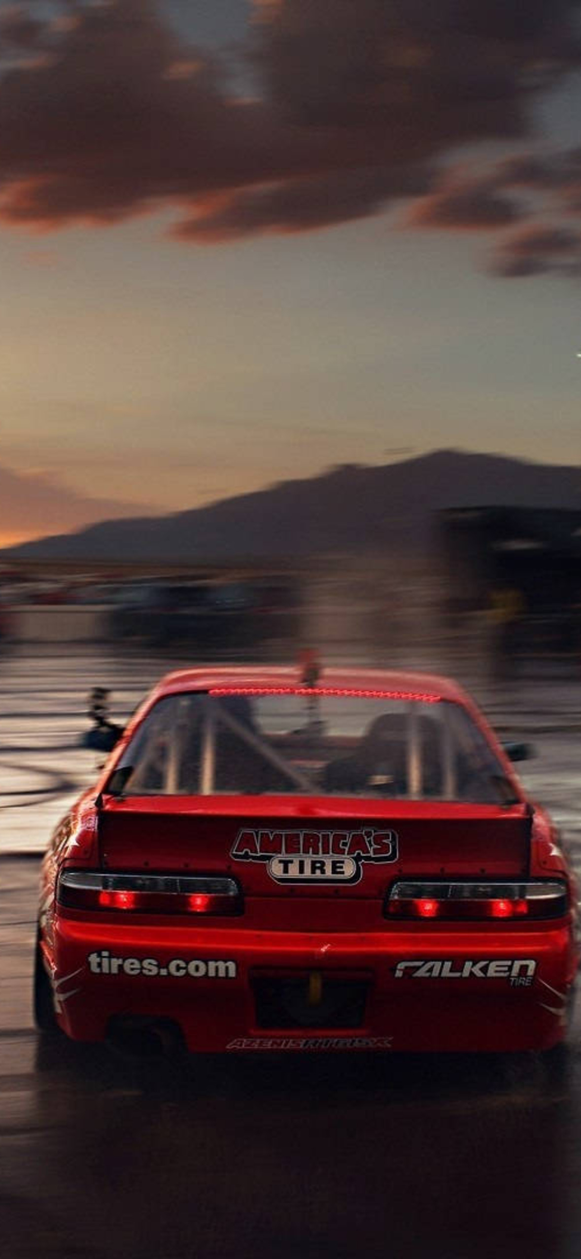 Drift Car And A Sunset Yk Ultra HD iPhone 16 Wallpaper