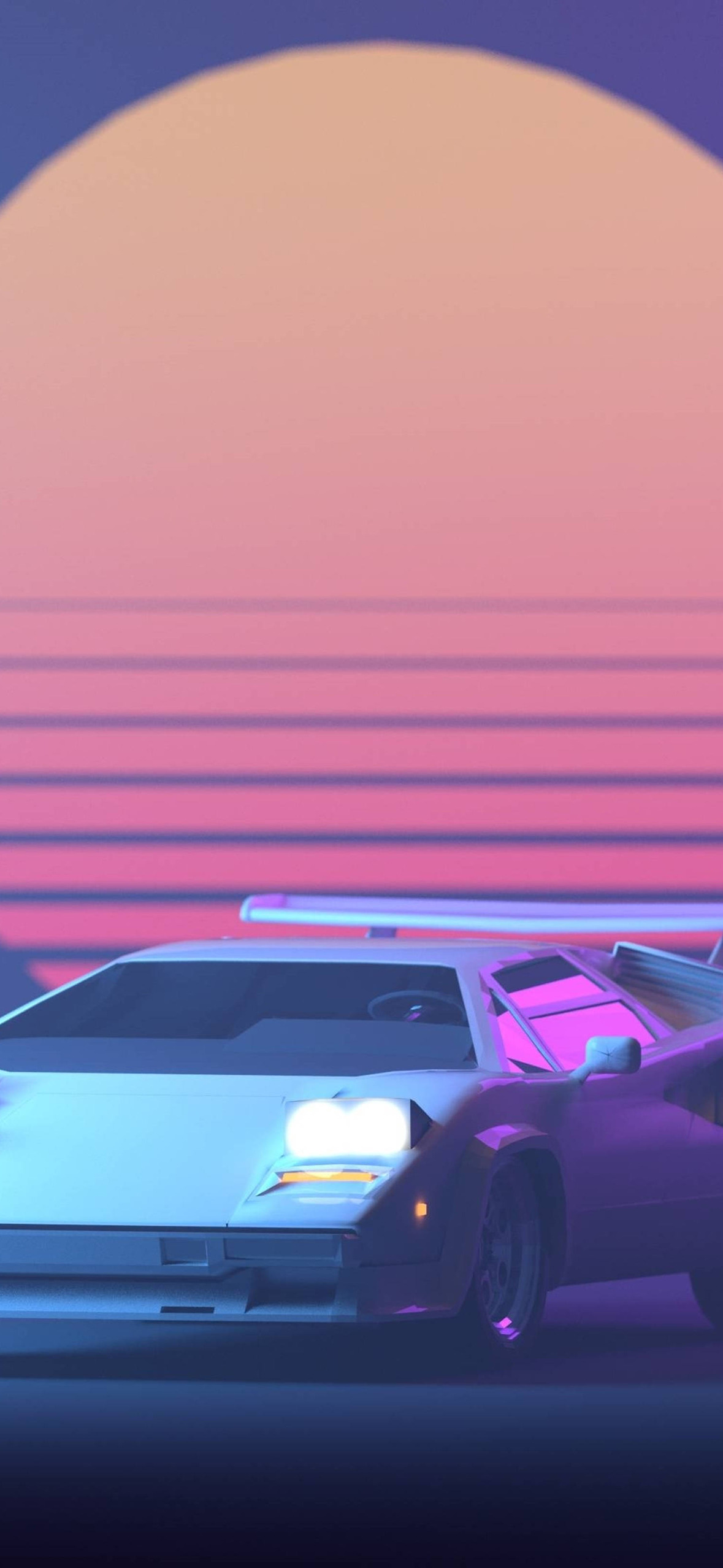 Retro 4k Car Sunset Ke Ultra HD iPhone 16 Wallpaper