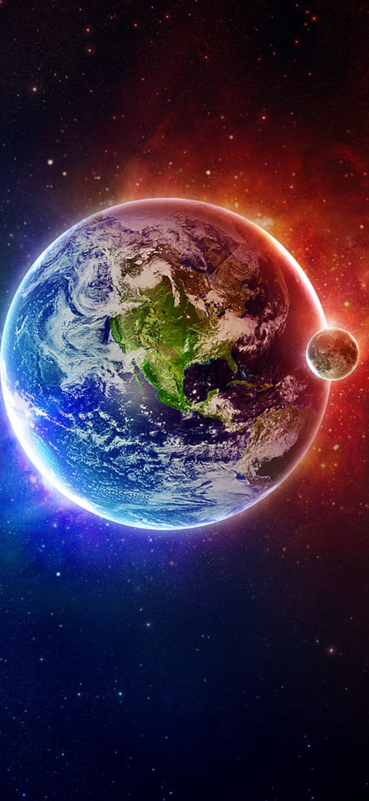 Black Galaxy Red Blue Earth