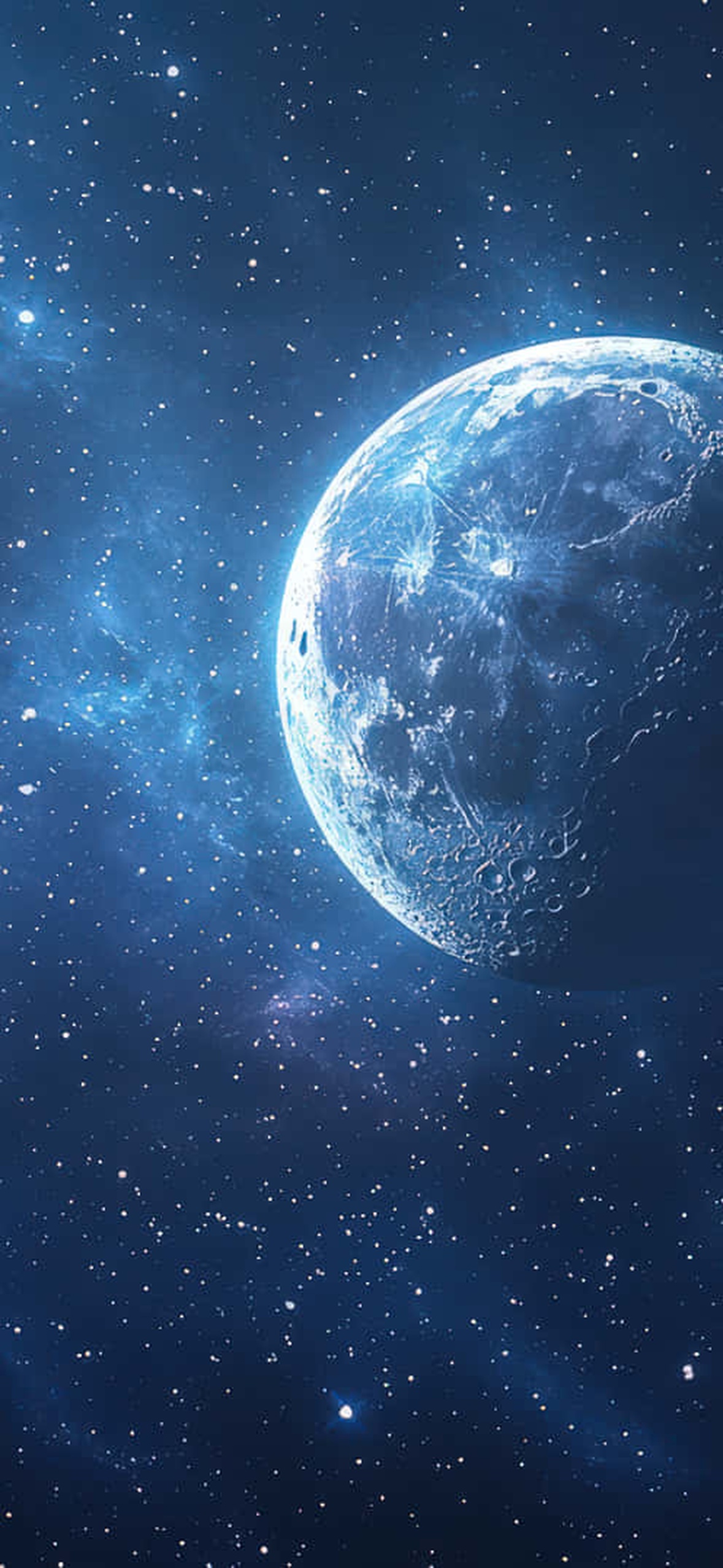 A Breathtaking Image Of A Glowing Blue Planet Surrounded By Distant Stars And Cosmic Nebulae