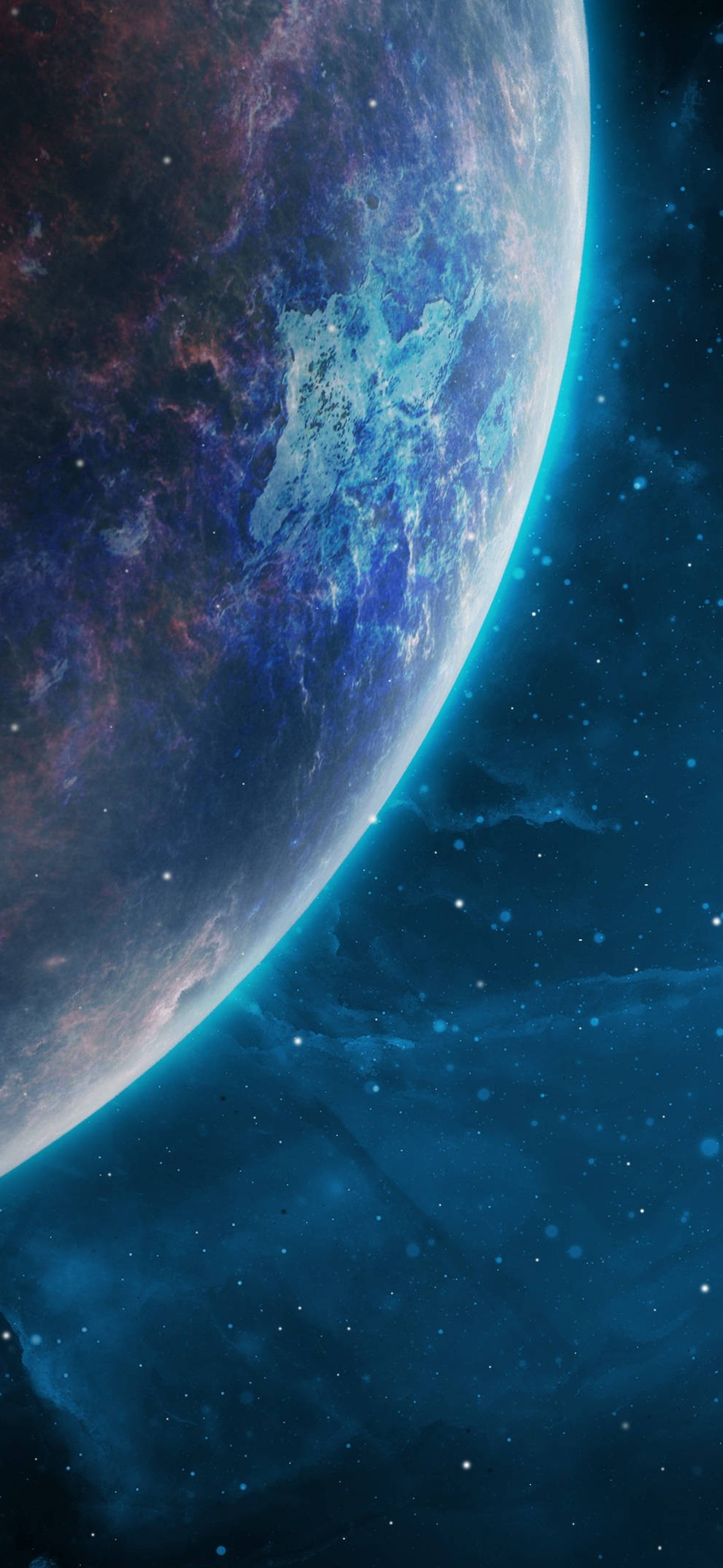 Planet And Starry Colorful Galaxy