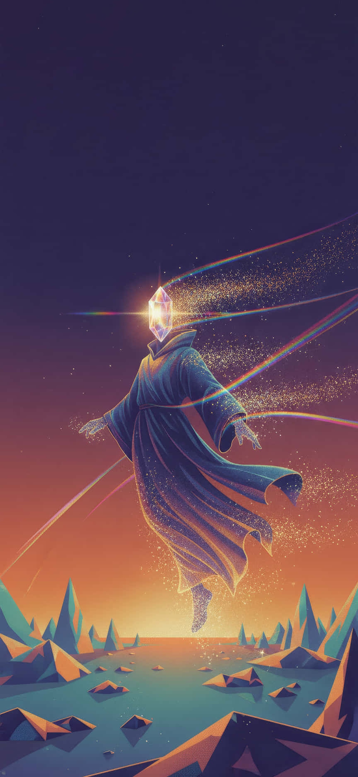 Crystal Mage Floating Fantasy Low Poly Art