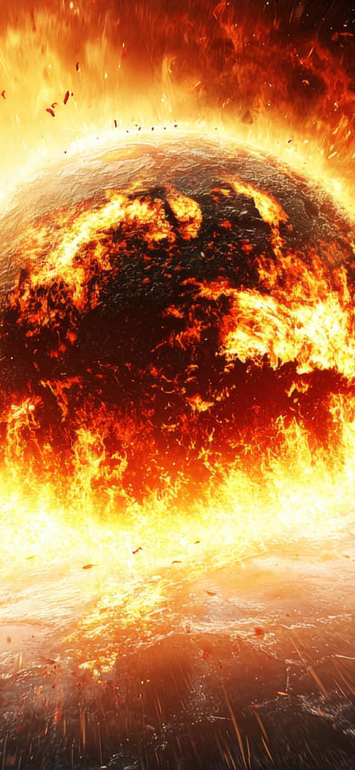 A Giant Asteroid Crashes Into Earth Creating A Fiery Explosion With Debris Scattering Through Space