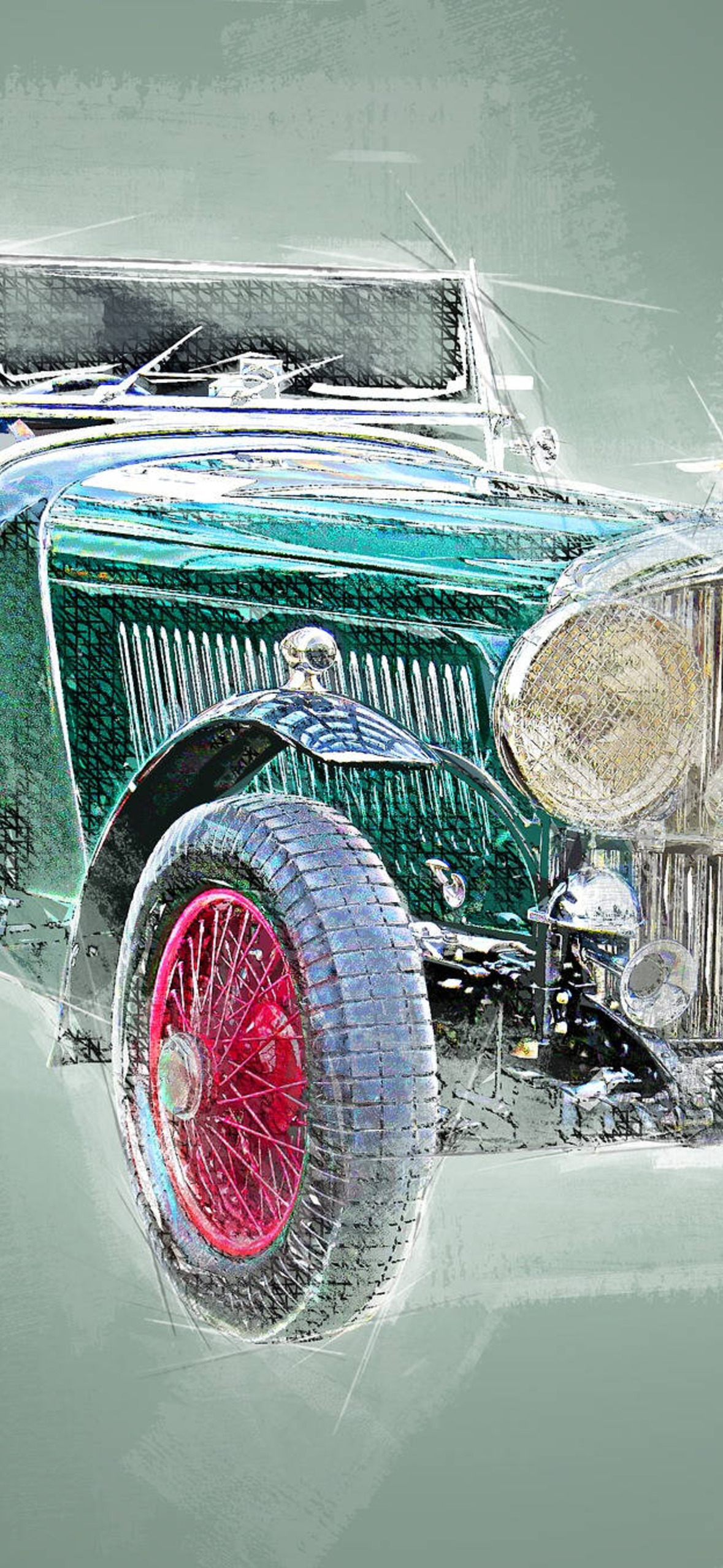 Vintage Bentley Cars Sketch B Ultra HD iPhone 16 Wallpaper