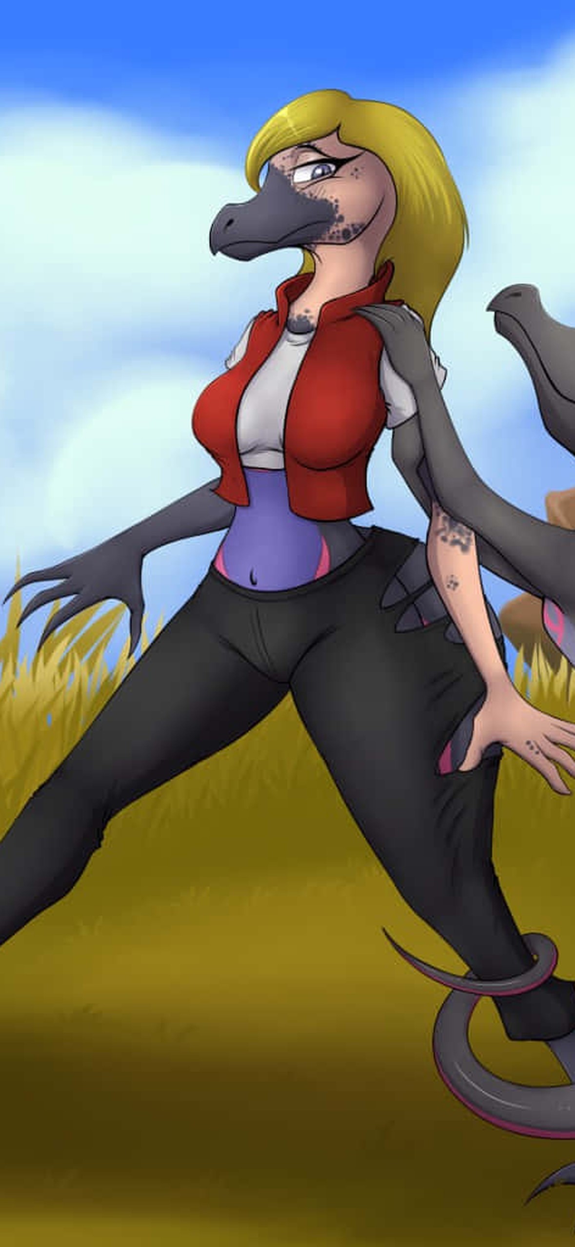 Girl With Two Salazzle Pokémon Ultra HD iPhone 16 Wallpaper