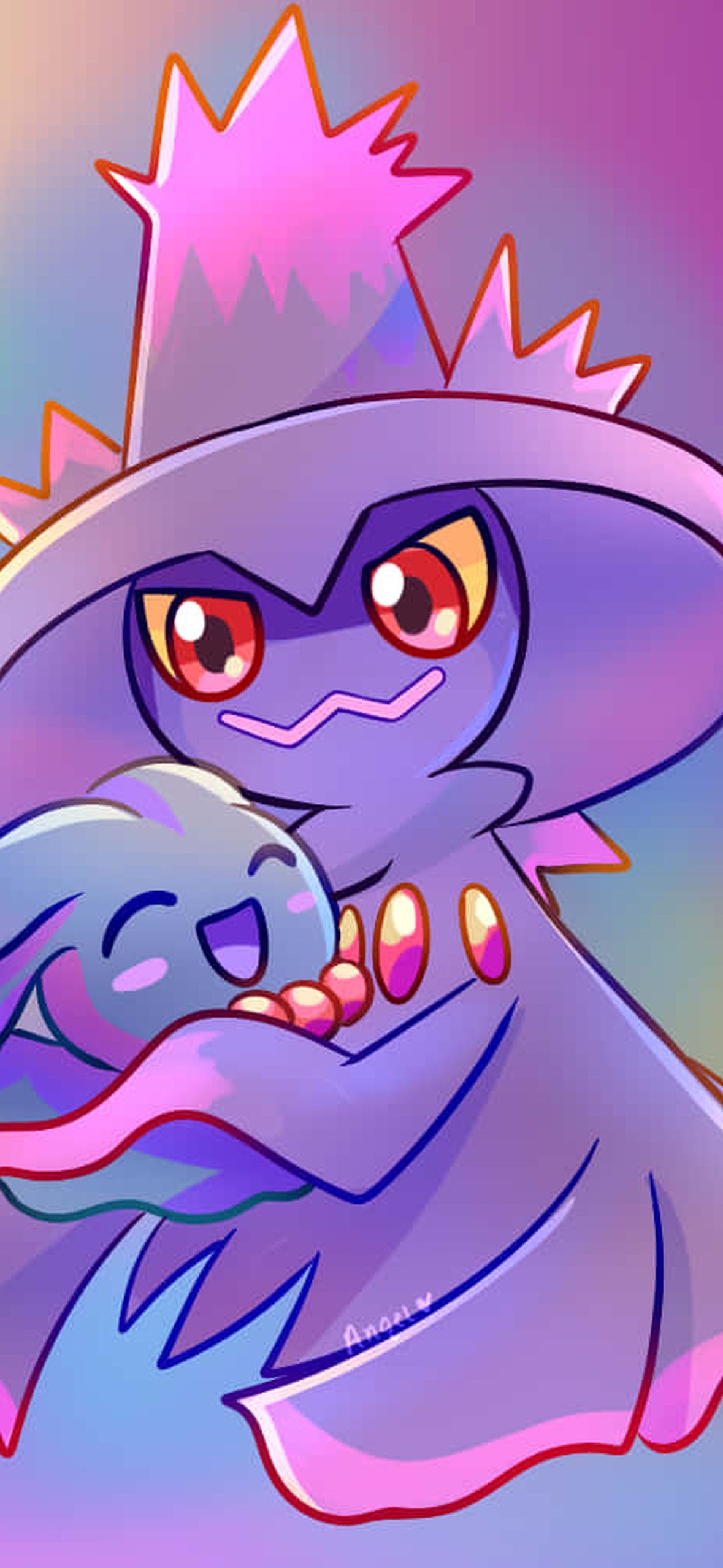 Pokémon Ghost Mismagius And Misdreavus Ultra HD iPhone 16 Wallpaper