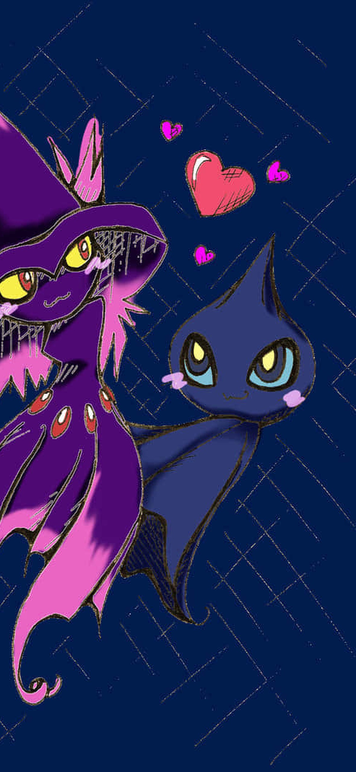 Pokémon Misdreavus And Mismagius Ultra HD iPhone 16 Wallpaper