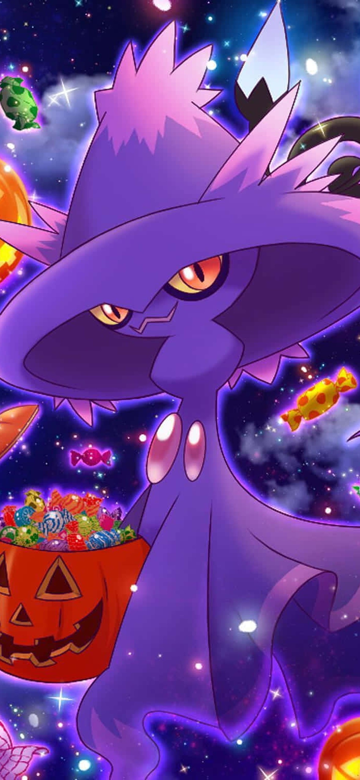 Pokémon Mismagius With Halloween Pumpkin Ultra HD iPhone 16 Wallpaper